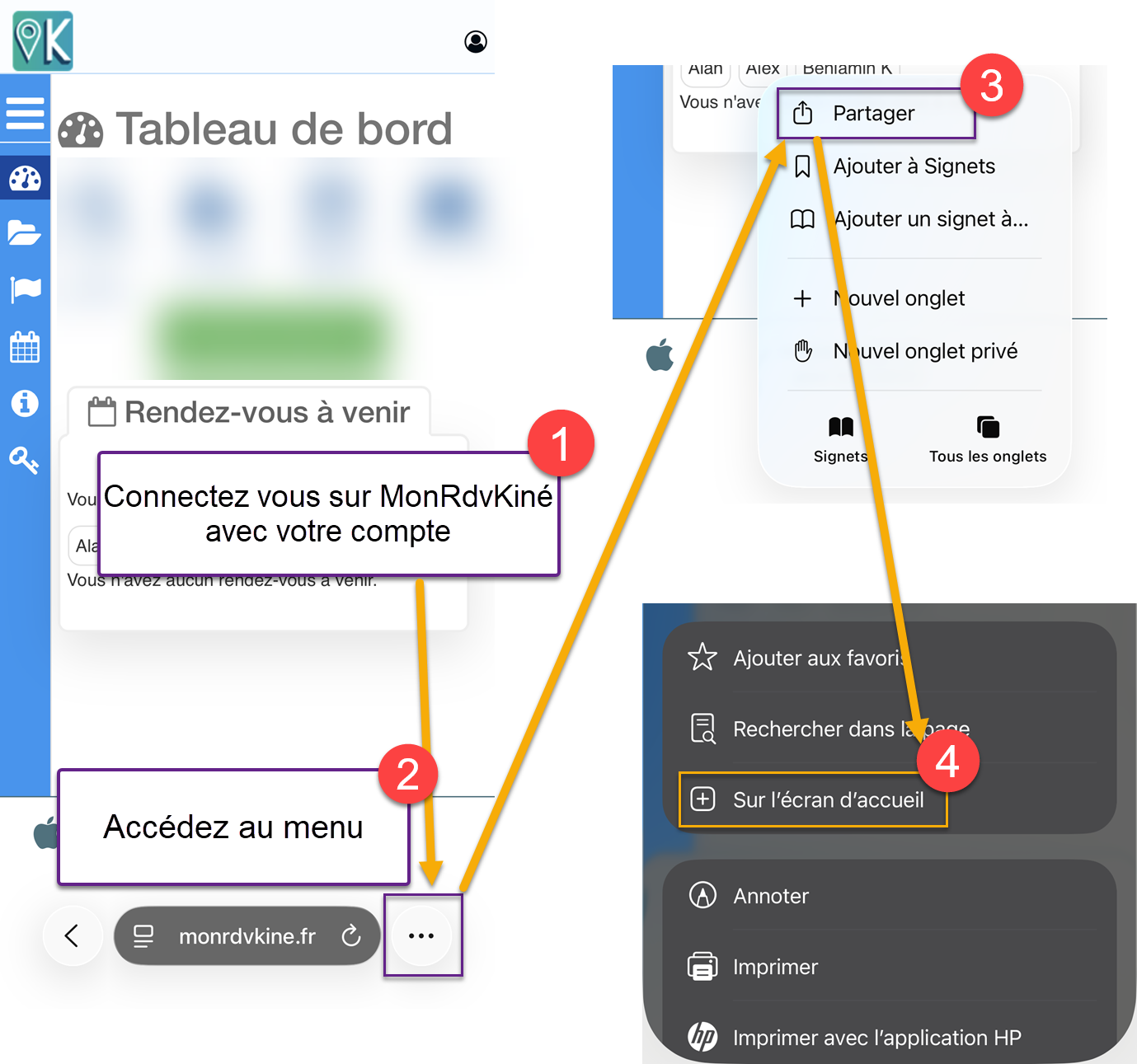MonRdvKine Application patient installation sur iPhone étape 2